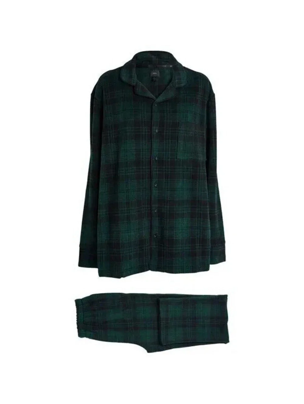Skims Plaid Dark Green Pajama Set Womens Size L 100% Cotton Cozy Sleepwear Kim K